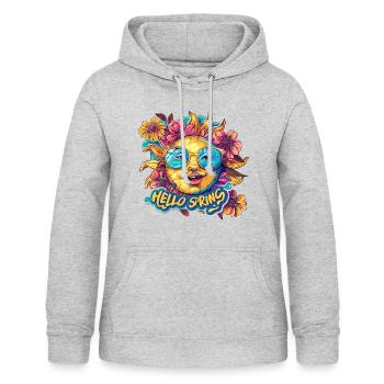 Bonjour le printemps Bonjour les fleurs de soleil de printemps - Sweat à capuche Femme - gris clair chiné - Devant - AI Model Female 172 light (172cm)