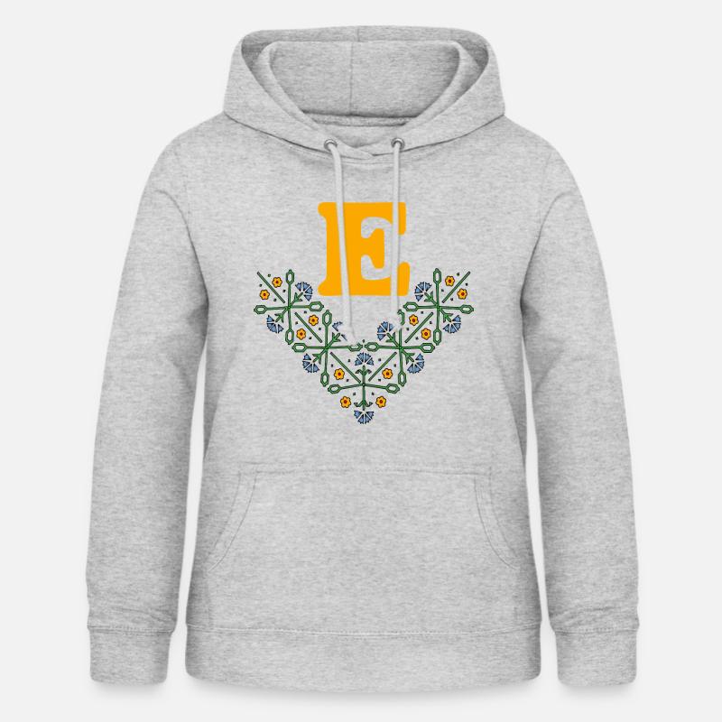 Lettre E Fleur 4 Bleu Orange - Sweat à capuche Femme - gris clair chiné