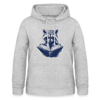 Waschbär liest ein Buch - Frauen Hoodie - Hellgrau meliert - Vorne - AI Model Female 172 light (172cm)