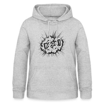 BOOM! – Conception dynamique de bandes dessinées - Sweat à capuche Femme - gris clair chiné - Devant - AI Model Female 172 light (172cm)
