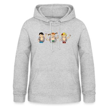 Pippi Langstrumpf Mit Tommy Und Annika - Frauen Hoodie - Hellgrau meliert - Vorne - AI Model Female 172 light (172cm)