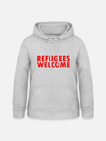 refugees welcome - Frauen Hoodie - Hellgrau meliert