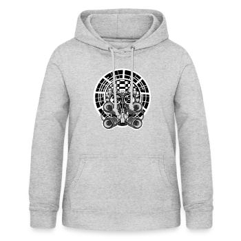 Tekno Verschwörung Ravewear Kopf - Frauen Hoodie - Hellgrau meliert - Vorne - AI Model Female 172 light (172cm)