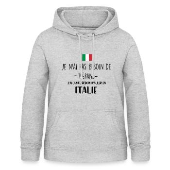 ITALIE - Sweat à capuche Femme - gris clair chiné - Devant - AI Model Female 172 light (172cm)