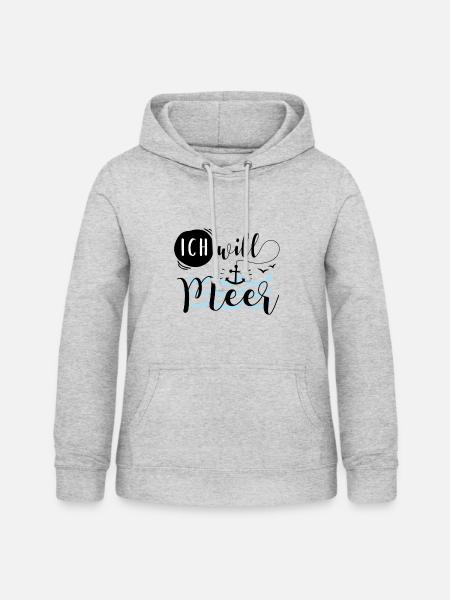 Ich will Meer - Frauen Hoodie - Hellgrau meliert