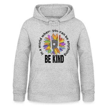 Welt alles sei nett Blume Sonnenblume bunt - Frauen Hoodie - Hellgrau meliert - Vorne - AI Model Female 172 light (172cm)