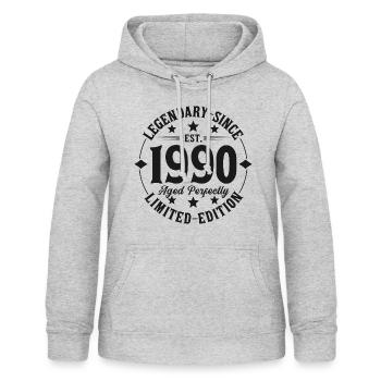 Legendary since 1990 - Women's Hoodie - light heather grey - Front - AI Model Female 172 light (172cm)