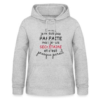 En Vrai Pas Parfaite Mais Je Suis Secrétaire - Sweat à capuche Femme - gris clair chiné - Devant - AI Model Female 172 light (172cm)