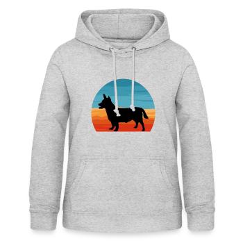Lancashire Heeler Dog Love Silhouette Retro Sunset - Women's Hoodie - light heather grey - Front - AI Model Female 172 light (172cm)