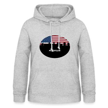 Madison Wisconsin USA Flagge Skyline Reise Souvenir - Frauen Hoodie - Hellgrau meliert - Vorne - AI Model Female 172 light (172cm)