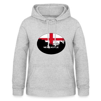 Newcastle England Flag Skyline Travel Souvenir - Women's Hoodie - light heather grey - Front - AI Model Female 172 light (172cm)