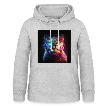 Katze im Rausch der Psychedelik - Frauen Hoodie - Hellgrau meliert - Vorne - AI Model Female 172 light (172cm)