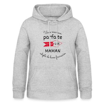 maman parfaite, maman adepte de boxe française - Sweat à capuche Femme - gris clair chiné - Devant - AI Model Female 172 light (172cm)