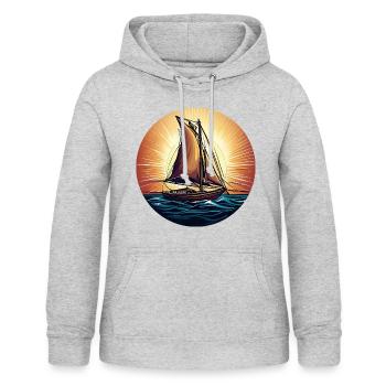 Segelschiff im Sonnenuntergang - Frauen Hoodie - Hellgrau meliert - Vorne - AI Model Female 172 light (172cm)