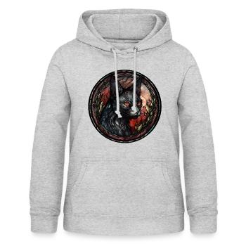 Lykoi Katzenrasse Aquarellglas - Frauen Hoodie - Hellgrau meliert - Vorne - AI Model Female 172 light (172cm)