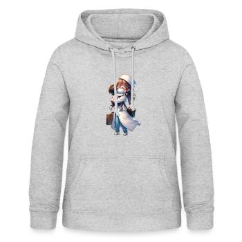 Eine Arztmutter kommt von der Arbeit nach Hause - Frauen Hoodie - Hellgrau meliert - Vorne - AI Model Female 172 light (172cm)