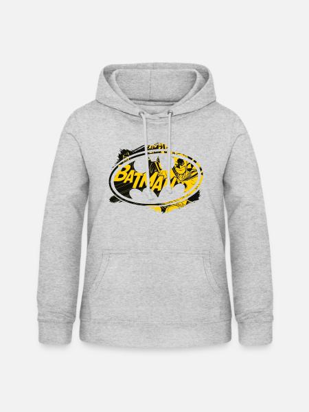 Batman Logo Gelb Schwarz Muster - Frauen Hoodie - Hellgrau meliert