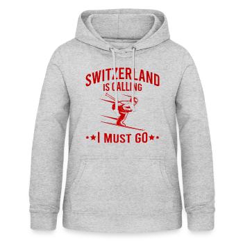 Die Schweiz ruft, ich muss gehen Shirt Ski Spruch - Frauen Hoodie - Hellgrau meliert - Vorne - AI Model Female 172 light (172cm)