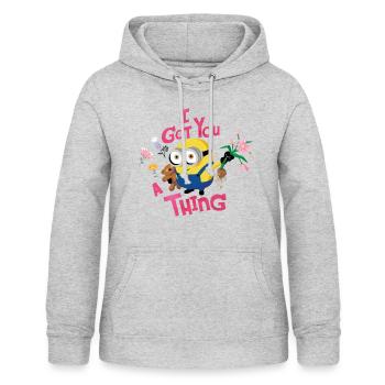Minions Bob Mit Blumen I Got You A Thing - Frauen Hoodie - Hellgrau meliert - Vorne - AI Model Female 172 light (172cm)