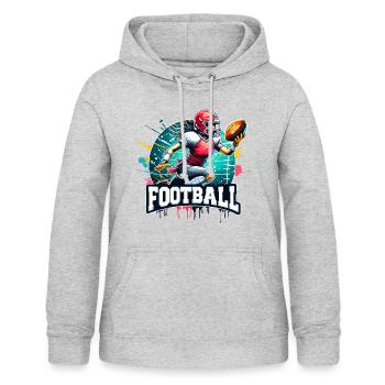 American Football Sport Girl Ball - raffstaff ® - Frauen Hoodie - Hellgrau meliert - Vorne - AI Model Female 172 light (172cm)