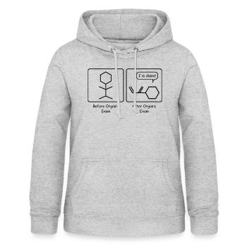 Chimie - Sweat à capuche Femme - gris clair chiné - Devant - AI Model Female 172 light (172cm)