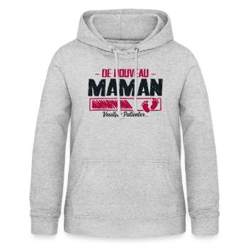 Femme Maman Cadeau Nouvelle Naissance Future - Sweat à capuche Femme - gris clair chiné - Devant - AI Model Female 172 light (172cm)