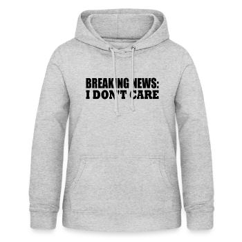 breaking news i don't care - Sweat à capuche Femme - gris clair chiné - Devant - AI Model Female 172 light (172cm)