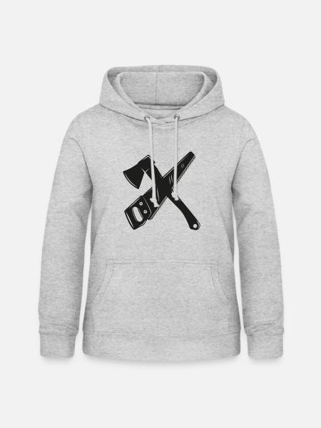 Säge Axt - Frauen Hoodie - Hellgrau meliert