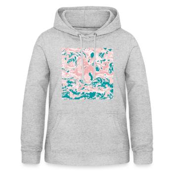 Rosa und blaugrüne Marmorkunst - Frauen Hoodie - Hellgrau meliert - Vorne - AI Model Female 172 light (172cm)