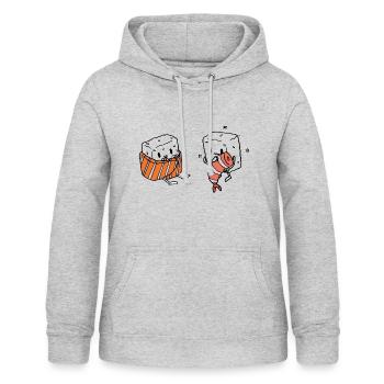 Sushi d'hiver - Sweat à capuche Femme - gris clair chiné - Devant - AI Model Female 172 light (172cm)