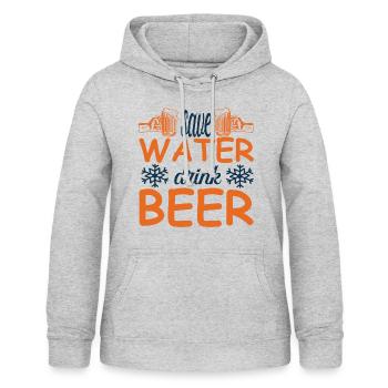 Save water drink beer - Frauen Hoodie - Hellgrau meliert - Vorne - AI Model Female 172 light (172cm)