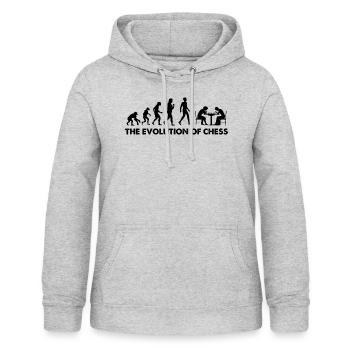 The Evolution Of Chess - Women's Hoodie - light heather grey - Front - AI Model Female 172 light (172cm)