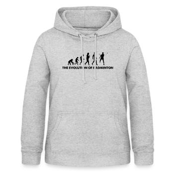 The Evolution Of Badminton - Women's Hoodie - light heather grey - Front - AI Model Female 172 light (172cm)