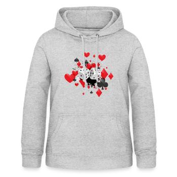 Cartes de dés - Sweat à capuche Femme - gris clair chiné - Devant - AI Model Female 172 light (172cm)