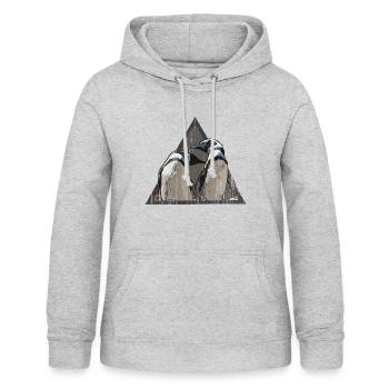 Loving Penguins - Amour des oiseaux - Sweat à capuche Femme - gris clair chiné - Devant - AI Model Female 172 light (172cm)