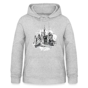 Hamburg Illustration - Frauen Hoodie - Hellgrau meliert - Vorne - AI Model Female 172 light (172cm)