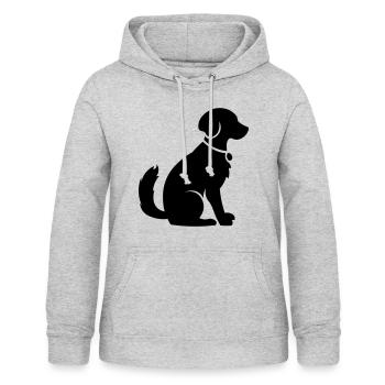 Dog Hund Vektor Schattenfigur - Frauen Hoodie - Hellgrau meliert - Vorne - AI Model Female 172 light (172cm)
