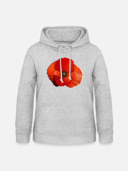Mohnblume Blüte - Frauen Hoodie - Hellgrau meliert