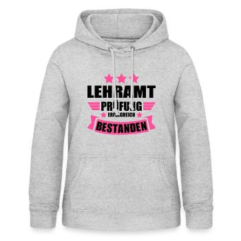Lehramt Staatsexamen Abschluss bestanden Lehrerin - Frauen Hoodie - Hellgrau meliert - Vorne - AI Model Female 172 light (172cm)