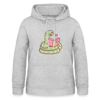 Serpent mignon blotti avec un livre Aime lire - Sweat à capuche Femme - gris clair chiné - Devant - AI Model Female 172 light (172cm)