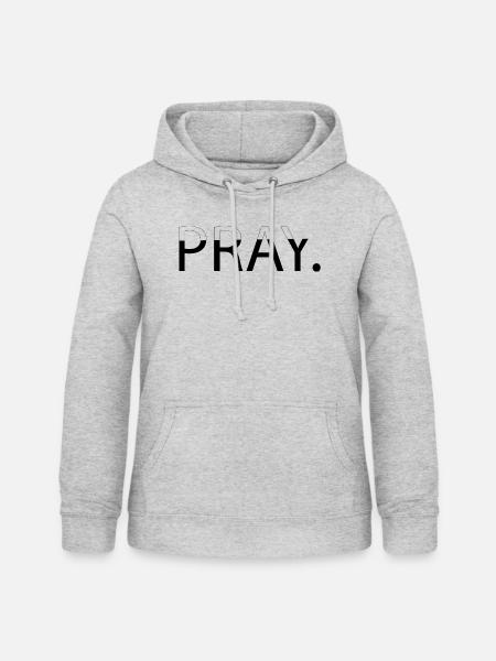 PRAY - Frauen Hoodie - Hellgrau meliert
