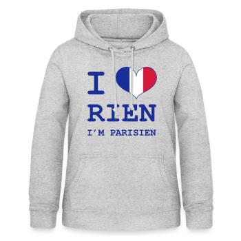I Love Rien I'm Parisian - Women's Hoodie - light heather grey - Front - AI Model Female 172 light (172cm)
