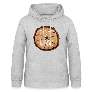 ICH HABE WOOD CLASSIC IV - Frauen Hoodie - Hellgrau meliert - Vorne - AI Model Female 172 light (172cm)