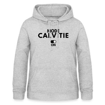Mode calvitie activé on off - Sweat à capuche Femme - gris clair chiné - Devant - AI Model Female 172 light (172cm)