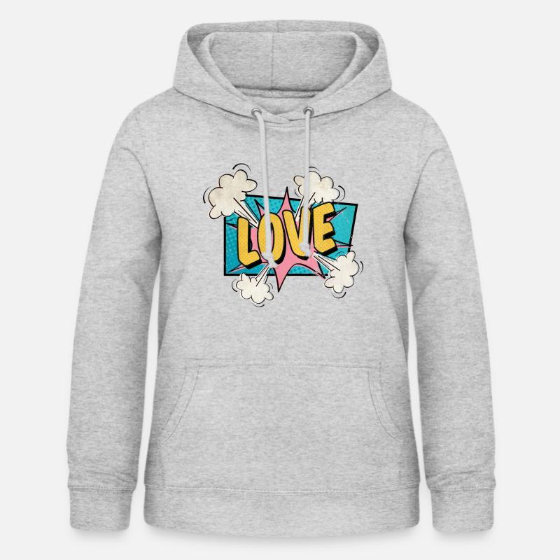 Love exploding comic style in love gift - Women's Hoodie - light heather grey
