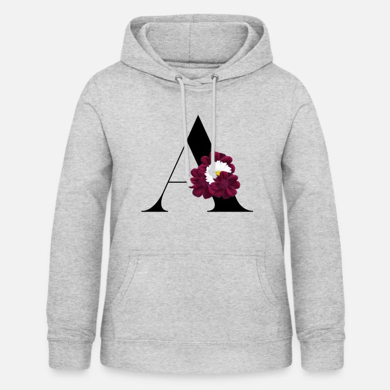 lettre A fleuris - Sweat à capuche Femme - gris clair chiné