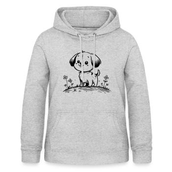 Chien - Sweat à capuche Femme - gris clair chiné - Devant - AI Model Female 172 light (172cm)