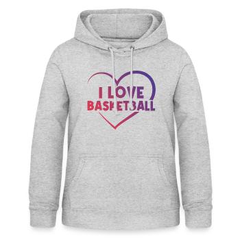 Ich liebe Basketball Herz - Frauen Hoodie - Hellgrau meliert - Vorne - AI Model Female 172 light (172cm)