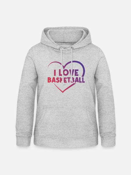 Ich liebe Basketball Herz - Frauen Hoodie - Hellgrau meliert