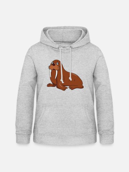 Walross - Frauen Hoodie - Hellgrau meliert